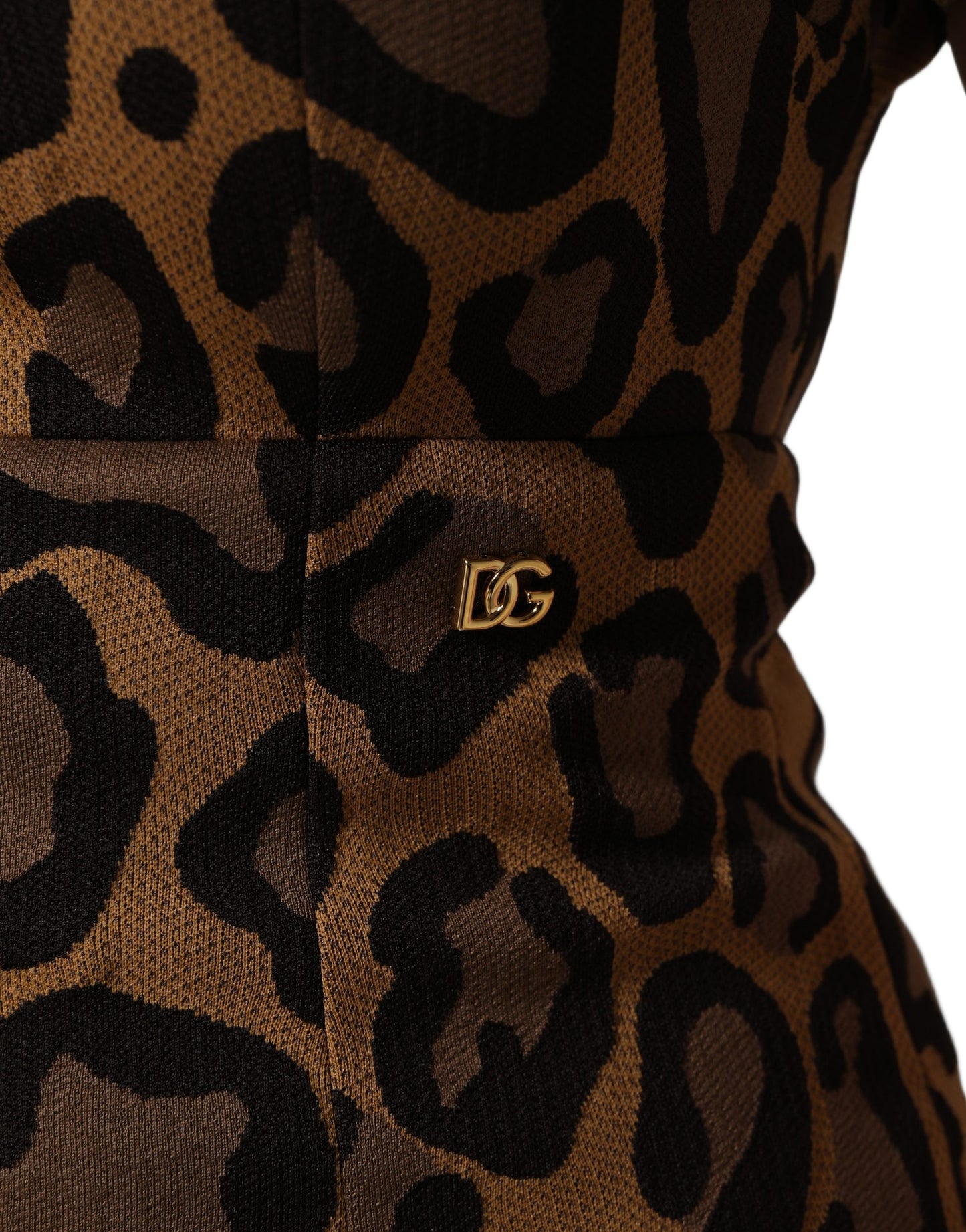 Dolce & Gabbana Brown Leopard Jacquard Knee Length Dress