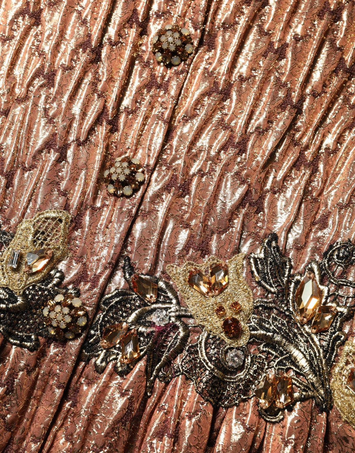 Dolce & Gabbana Brown Metallic Crystal Evening Gown Dress
