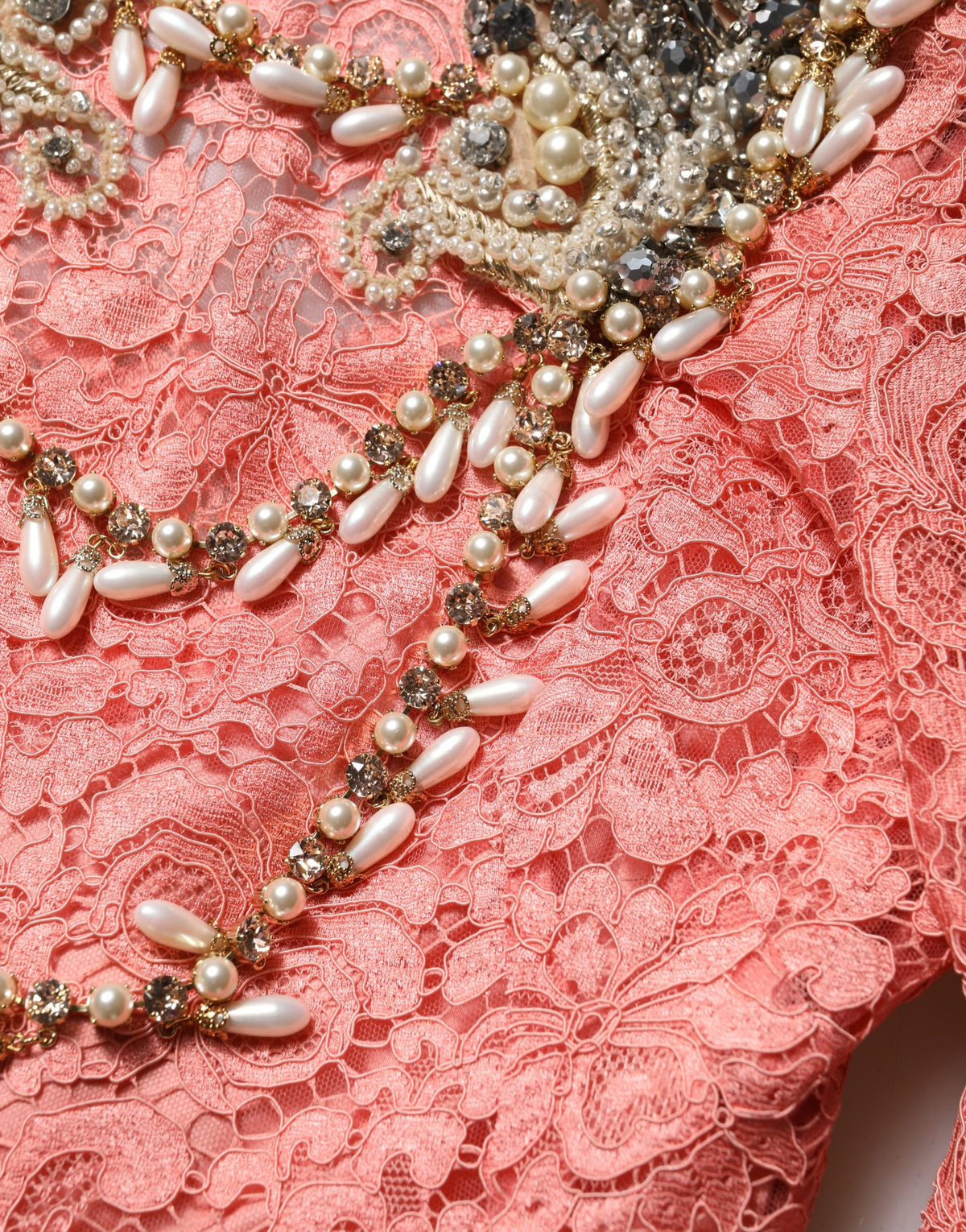 Dolce & Gabbana Pink Embellished Mermaid Lace Gown Dress