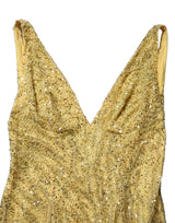 Dolce & Gabbana Gold V-neckline Mermaid Sequinned Gown Dress