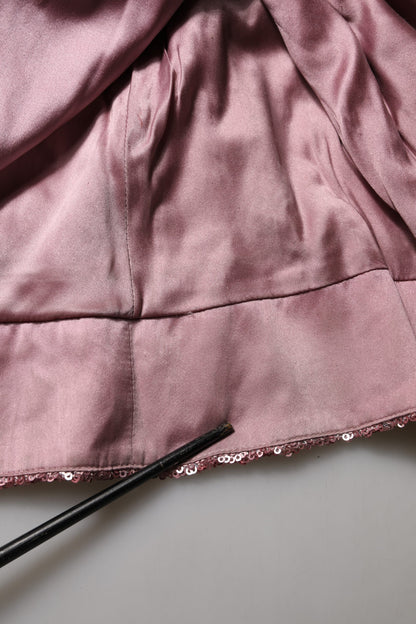 Dolce & Gabbana Pink Embellished Sequined Evening Gown Dress