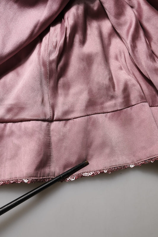 Dolce & Gabbana Pink Embellished Sequined Evening Gown Dress
