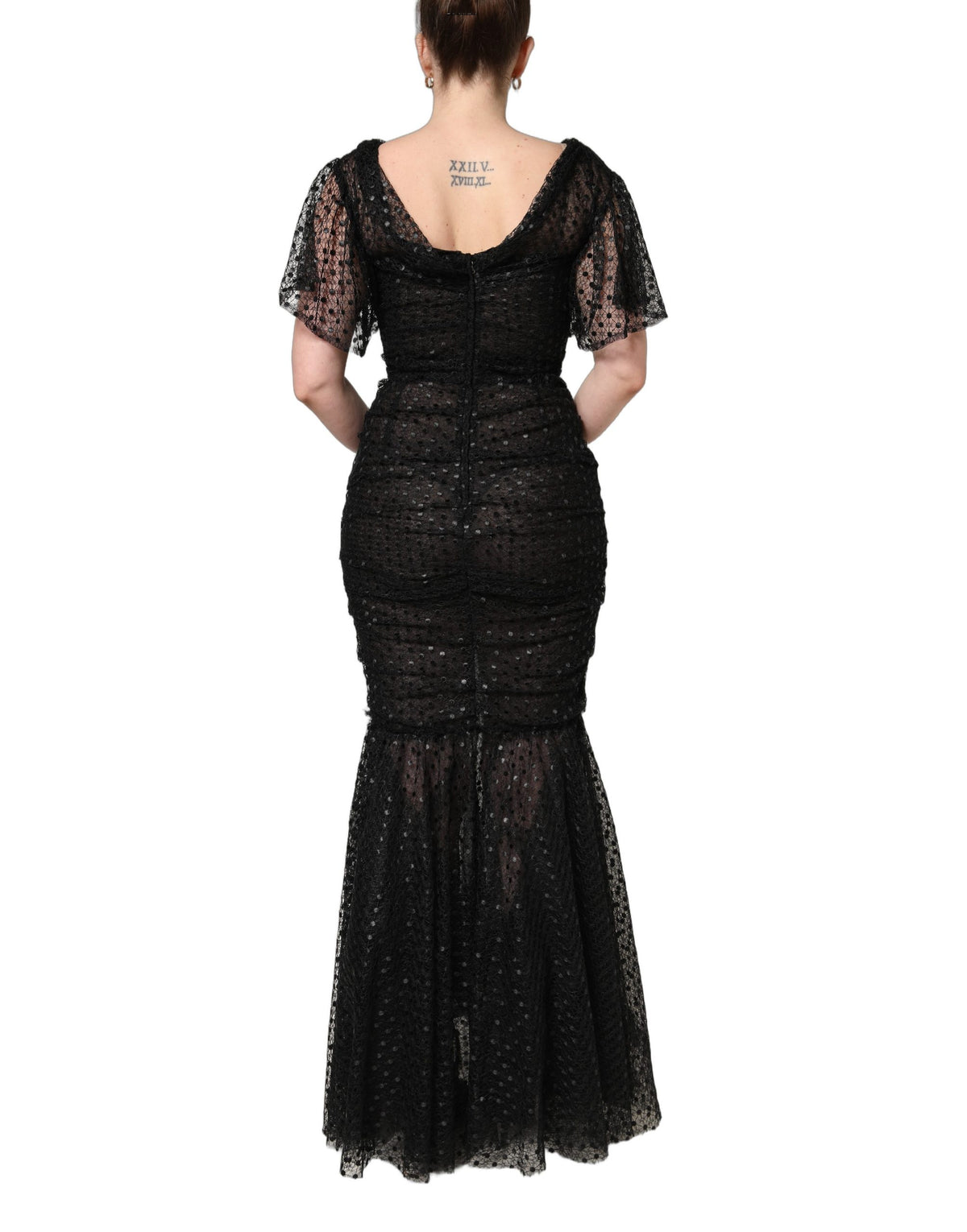 Dolce & Gabbana Black Sequinned Mermaid Evening Gown Dress