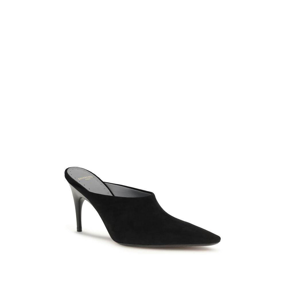 Balenciaga Duchesse Black Suede Leather Mules
