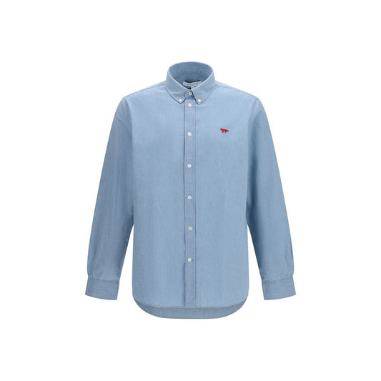Maison Kitsuné Profile Fox Blue Cotton Shirt for Men
