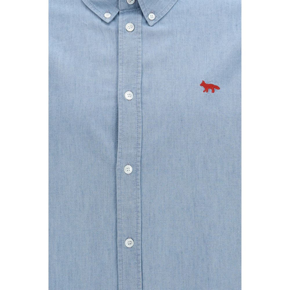 Maison Kitsuné Profile Fox Blue Cotton Shirt for Men
