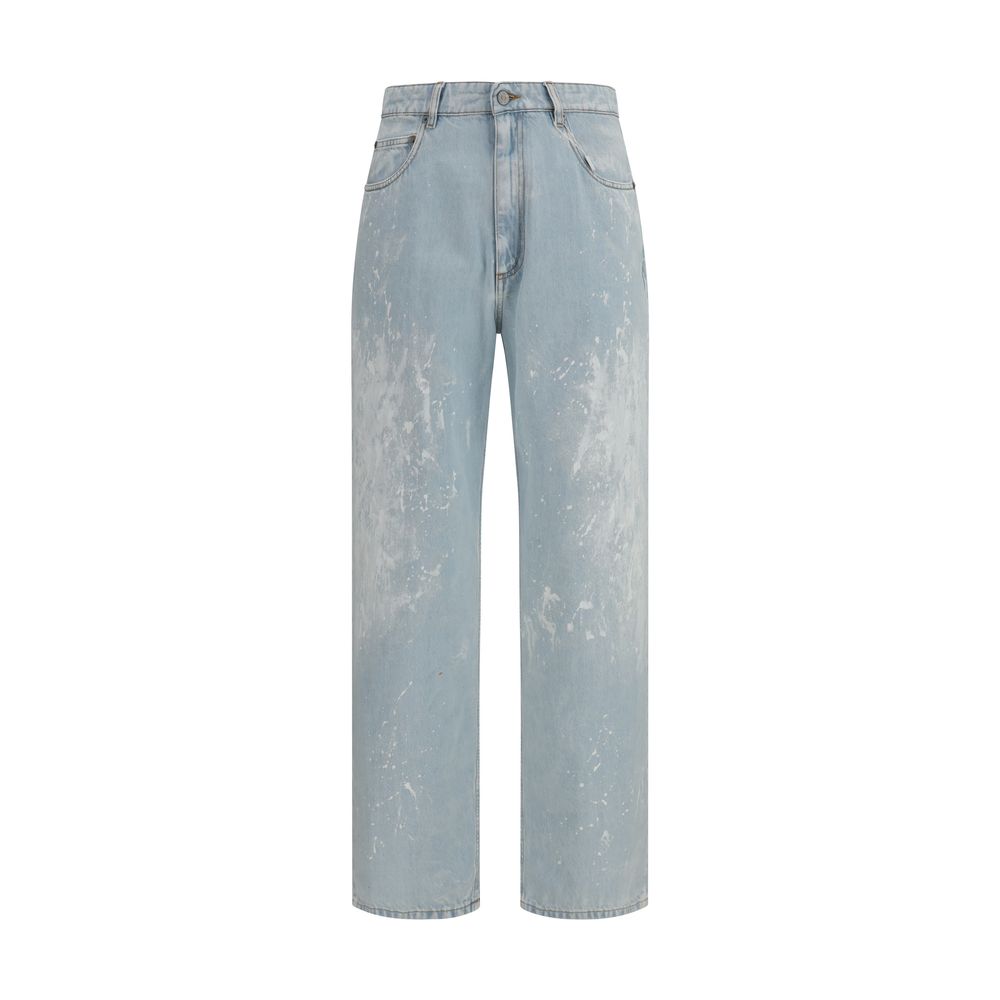 MM6 Blue Cotton Straight-Leg Jeans for Men