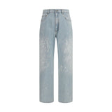 MM6 Blue Cotton Straight-Leg Jeans for Men