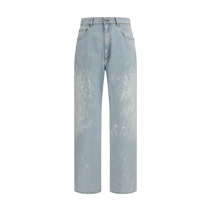 MM6 Blue Cotton Straight-Leg Jeans for Men