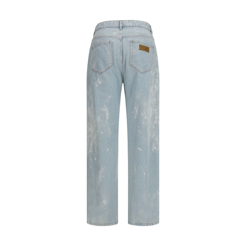 MM6 Blue Cotton Straight-Leg Jeans for Men