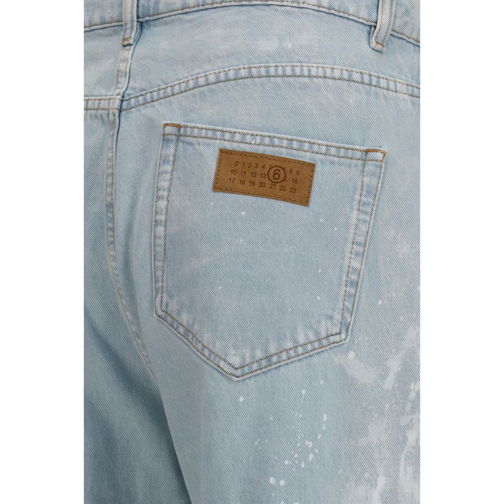 MM6 Blue Cotton Straight-Leg Jeans for Men