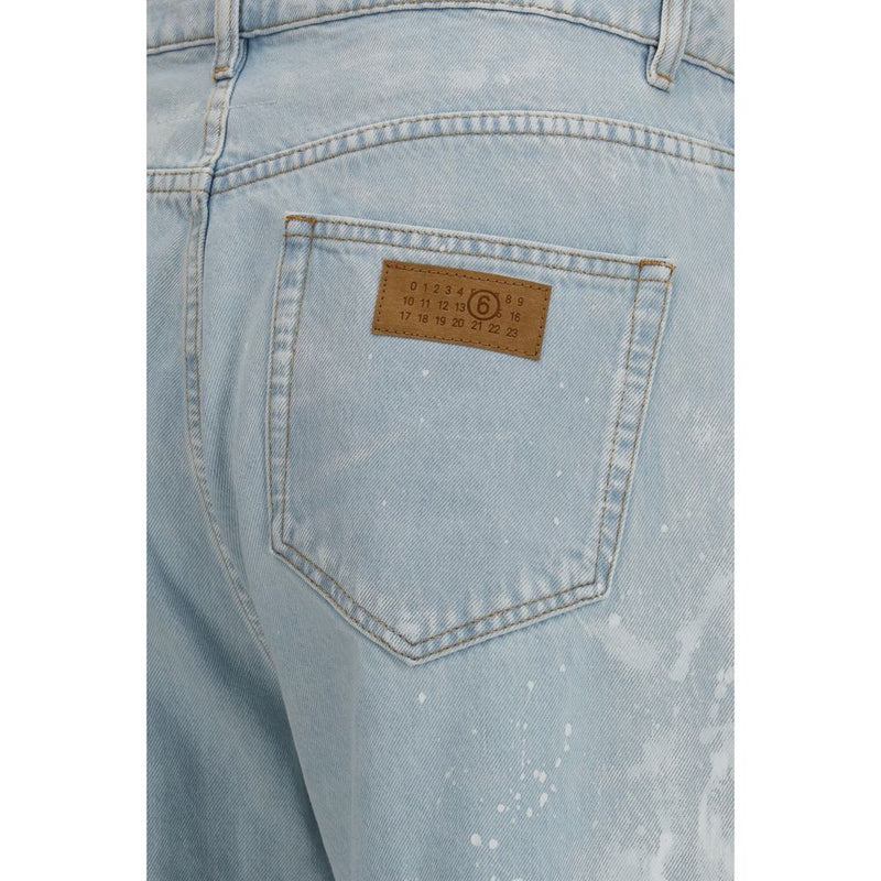 MM6 Blue Cotton Straight-Leg Jeans for Men