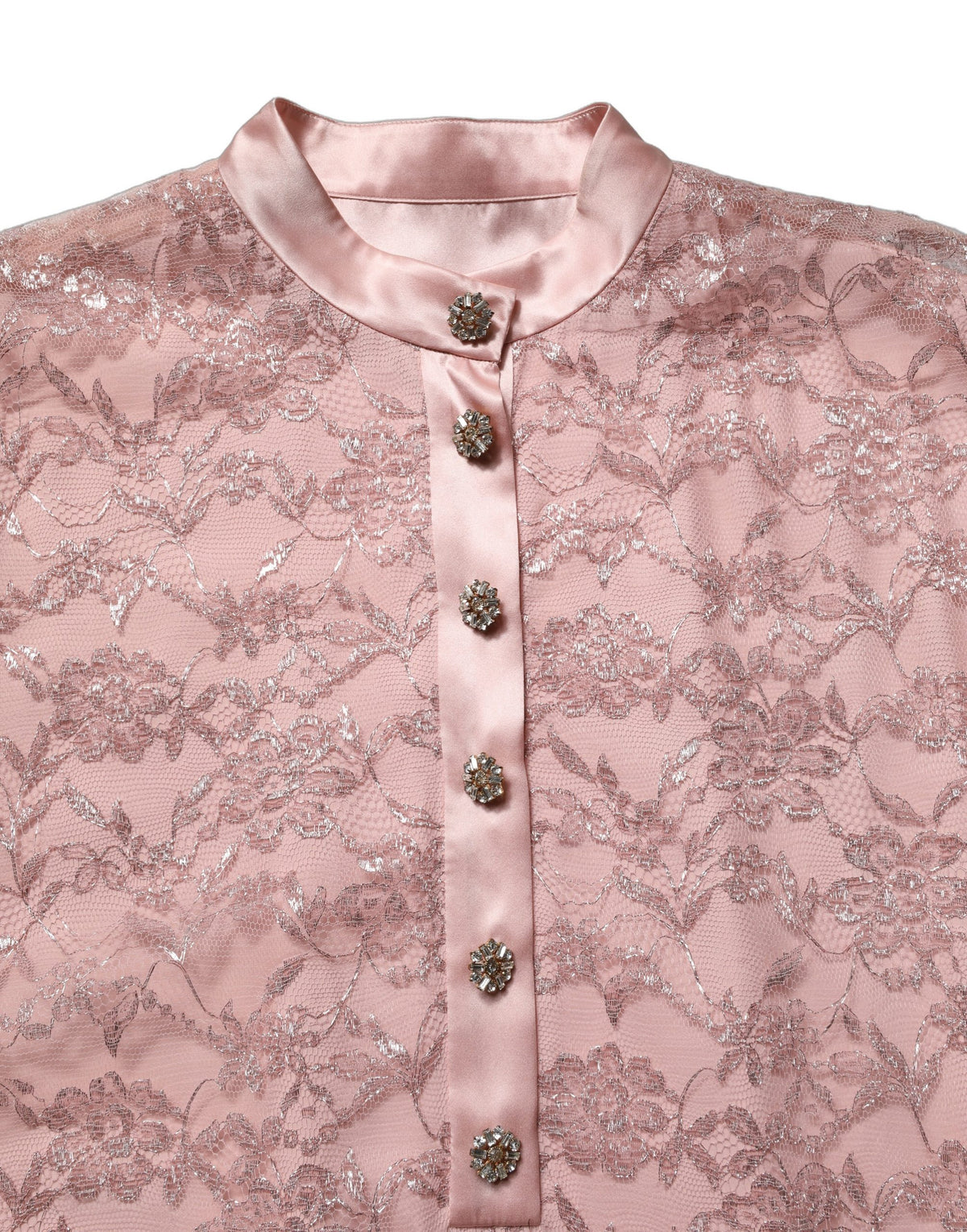Dolce & Gabbana Pink Corded Floral Lace Kaftan Midi Dress