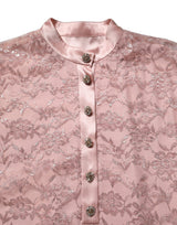 Dolce & Gabbana Pink Corded Floral Lace Kaftan Midi Dress
