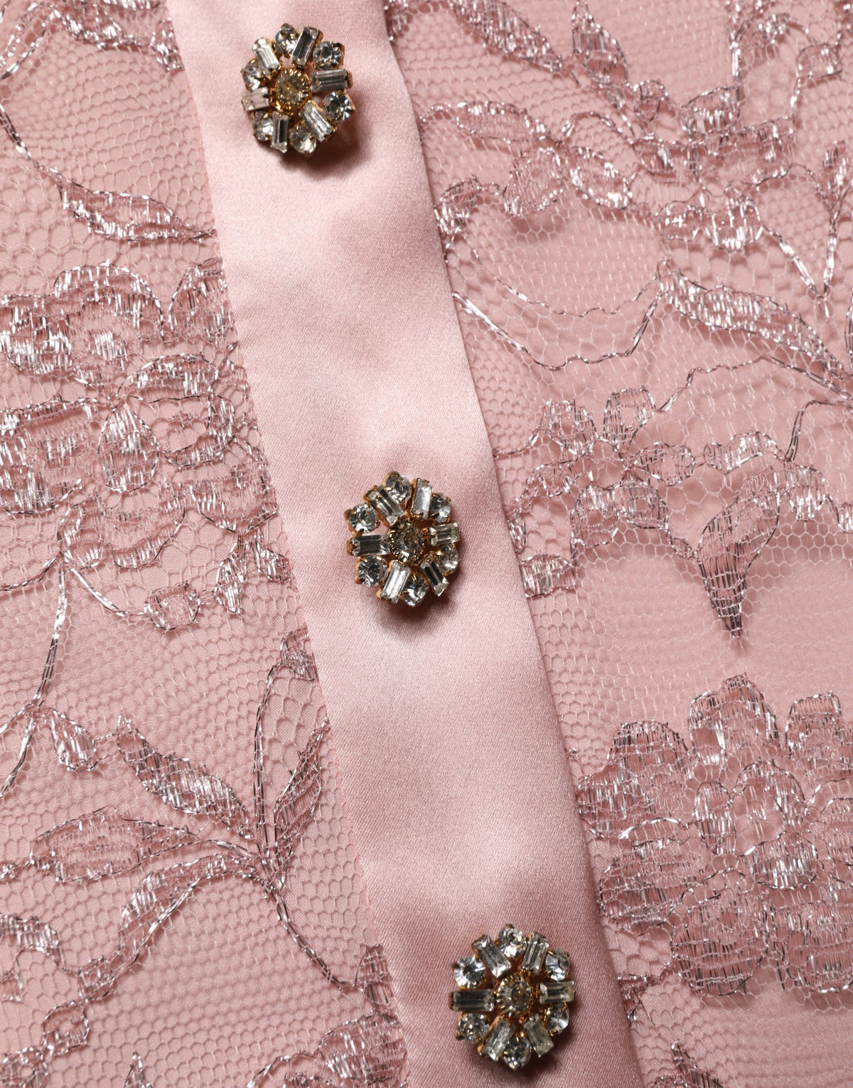 Dolce & Gabbana Pink Corded Floral Lace Kaftan Midi Dress