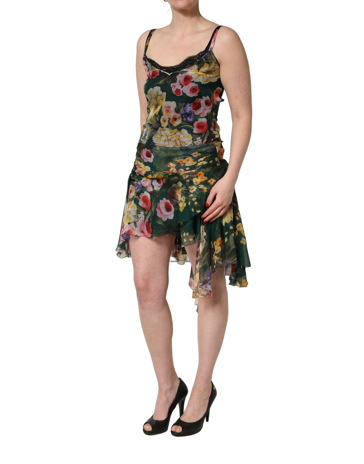 Dolce & Gabbana Multicolor Floral Print Sleeveless Mini Dress