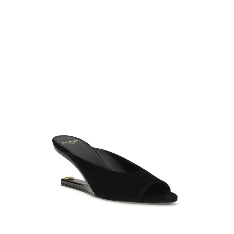 Balmain Black Calf Leather Bos Taurus Mules - Elegant Footwear