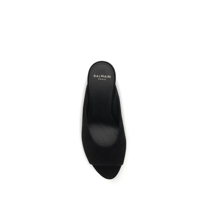 Balmain Black Calf Leather Bos Taurus Mules
