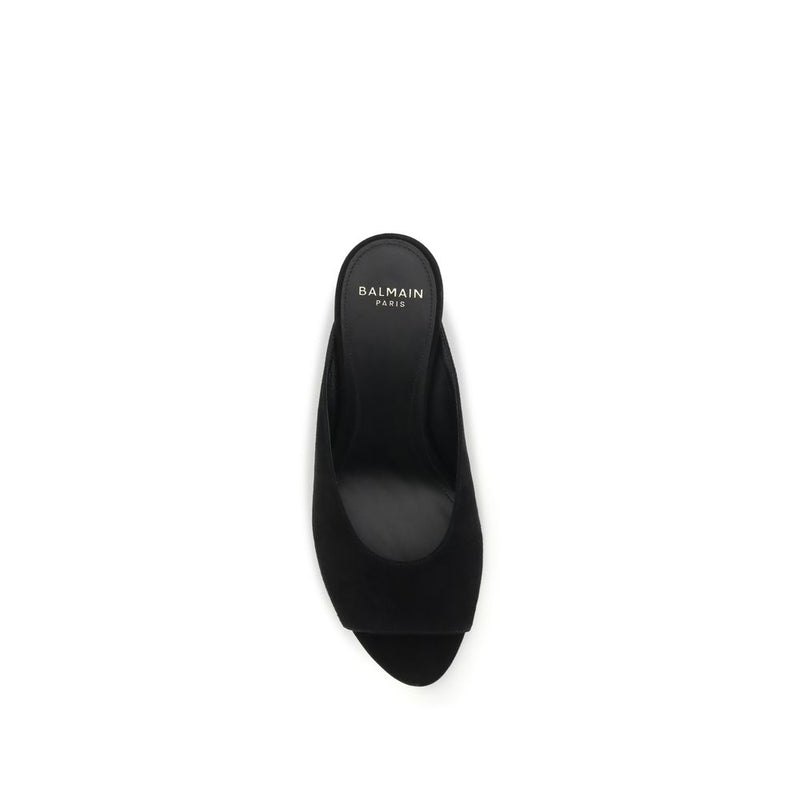 Balmain Black Calf Leather Bos Taurus Mules - Elegant Footwear