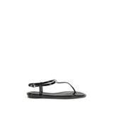 MACH & MACH Black Rubber Double Bow Flat Sandals