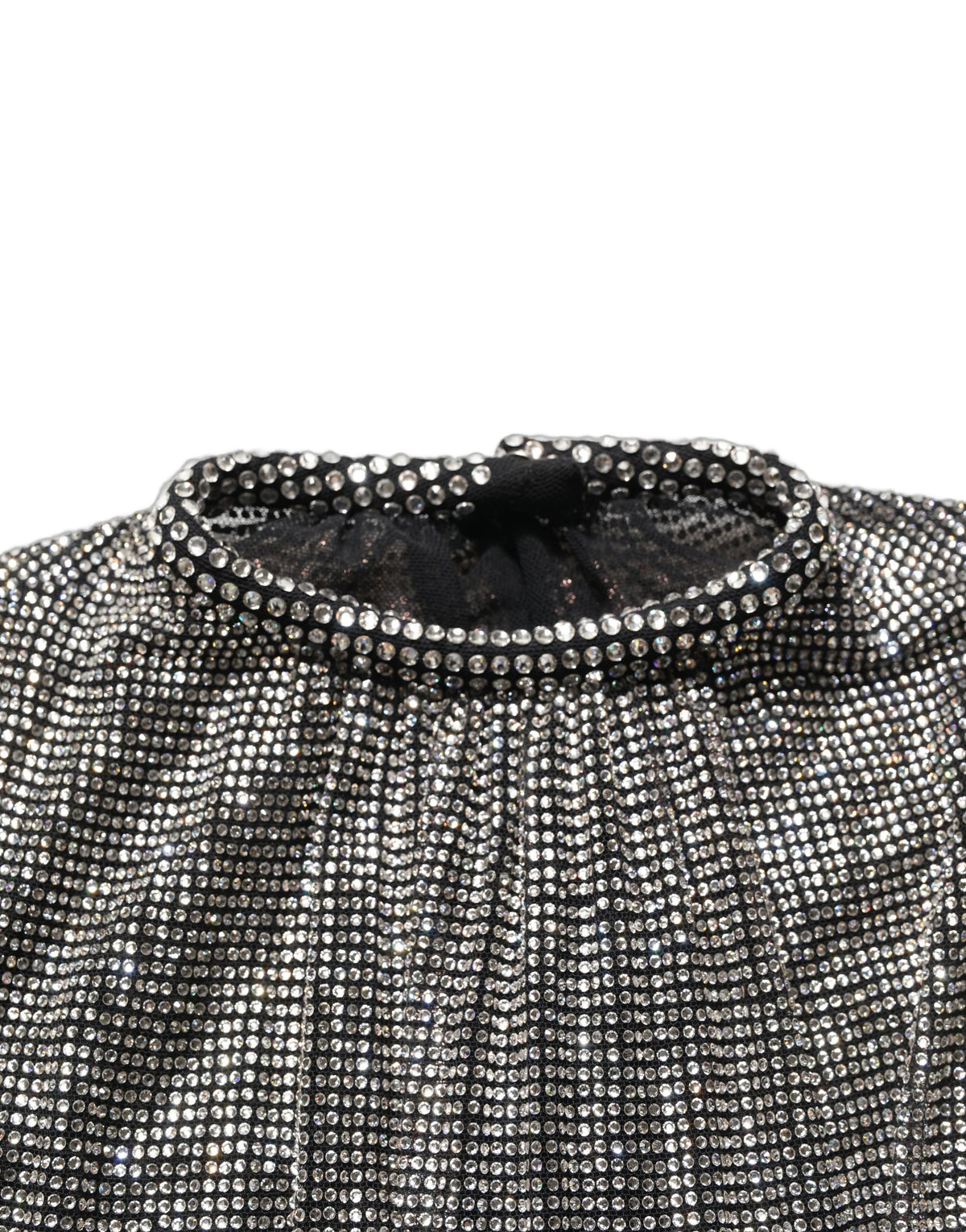 Dolce & Gabbana Silver Rhinestones Long Sleeves Bodysuit Dress