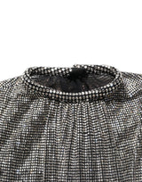 Dolce & Gabbana Silver Rhinestones Long Sleeves Bodysuit Dress