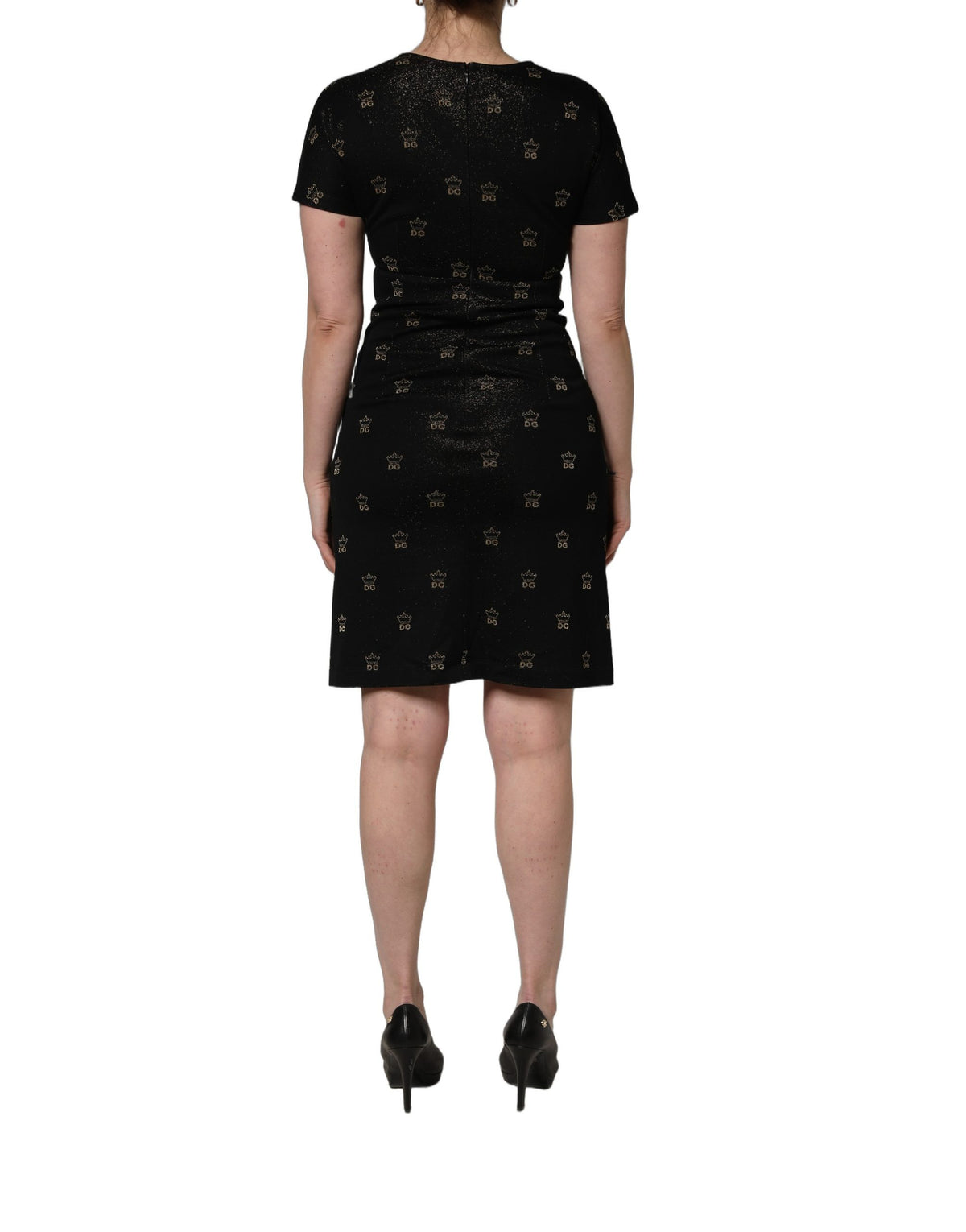 Dolce & Gabbana Black DG Crown Short-Sleeve Sheath Dress