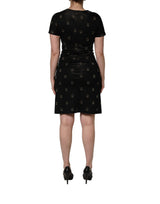 Dolce & Gabbana Black DG Crown Short-Sleeve Sheath Dress