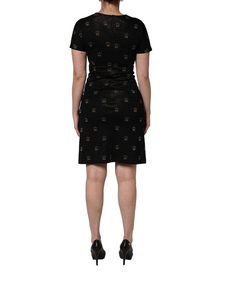 Dolce & Gabbana Black DG Crown Short-Sleeve Sheath Dress