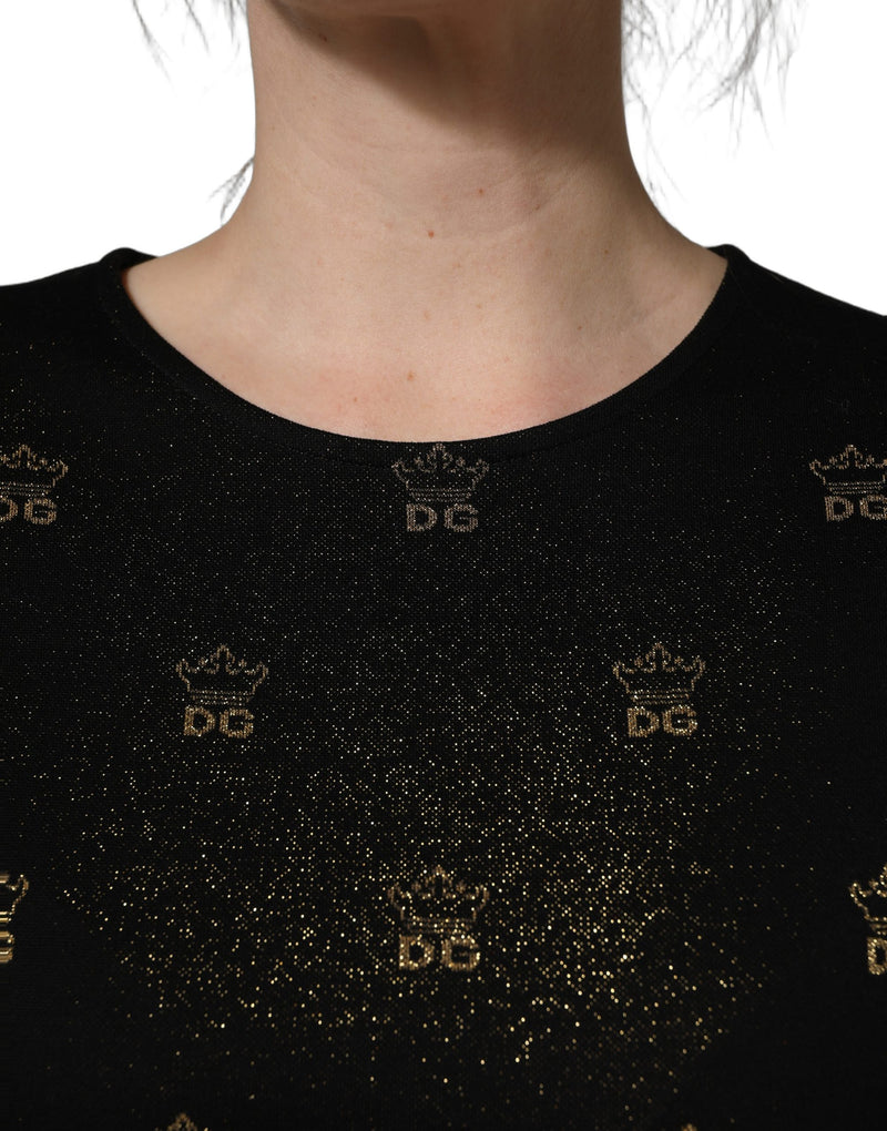 Dolce & Gabbana Black DG Crown Short-Sleeve Sheath Dress