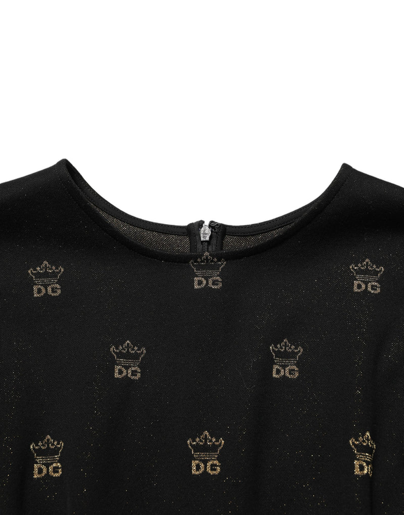 Dolce & Gabbana Black DG Crown Short-Sleeve Sheath Dress