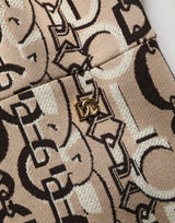 Dolce & Gabbana Brown DG Logo Chain Short-Sleeve Sheath Dress