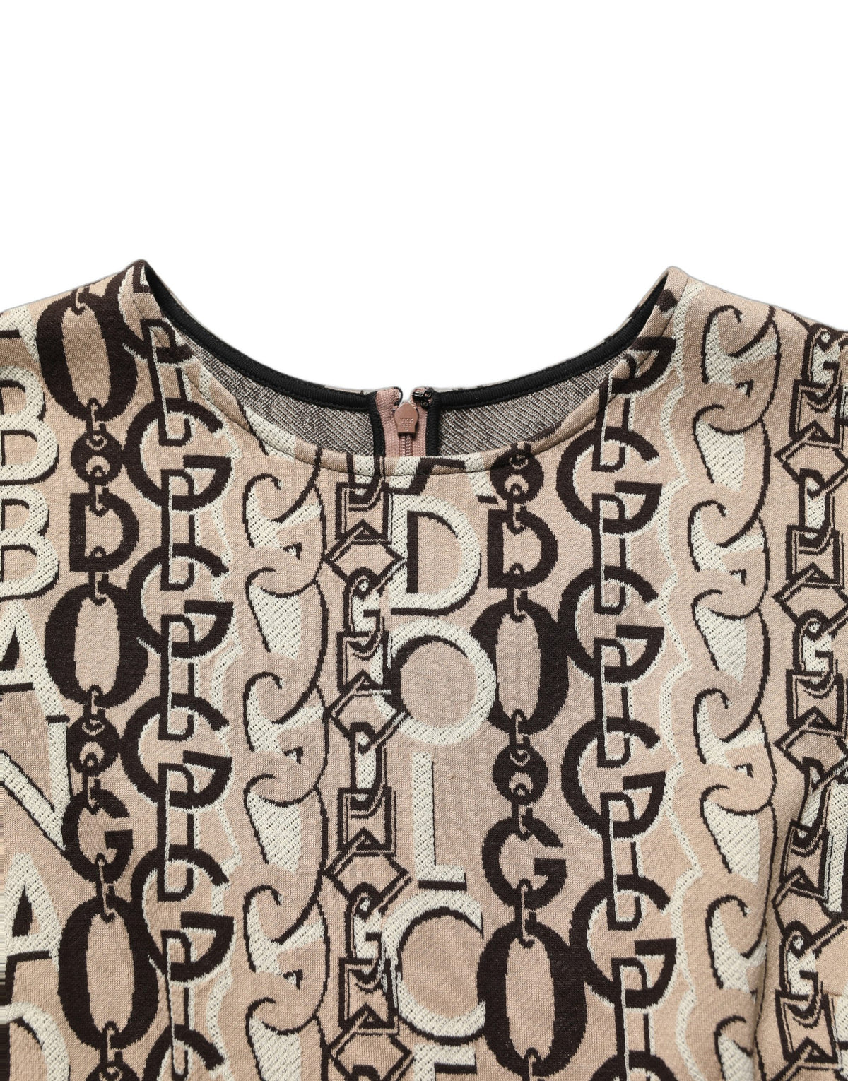 Dolce & Gabbana Brown DG Logo Chain Short-Sleeve Sheath Dress