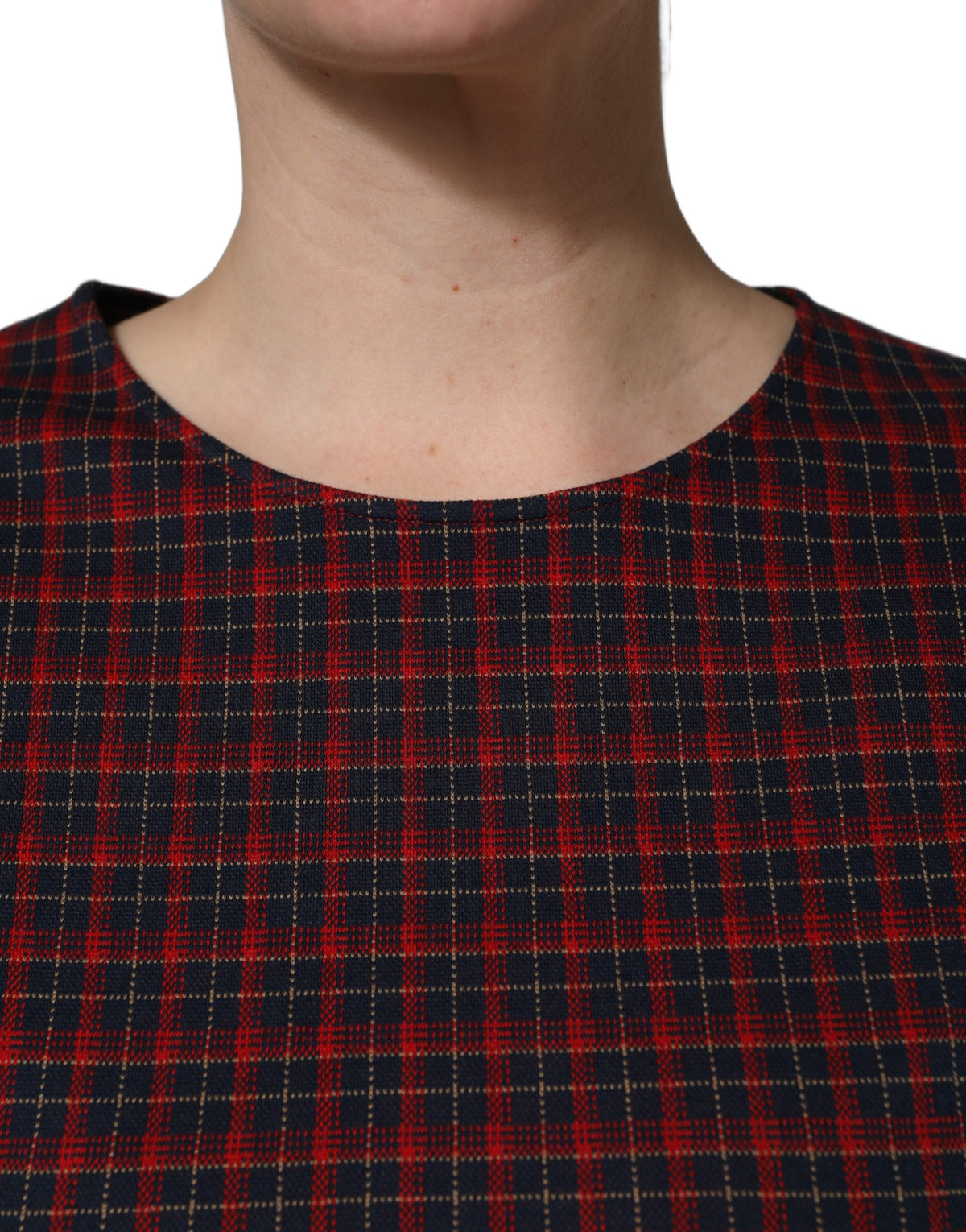 Dolce & Gabbana Red and Black Checkered Short Sleeve Sheath Dress