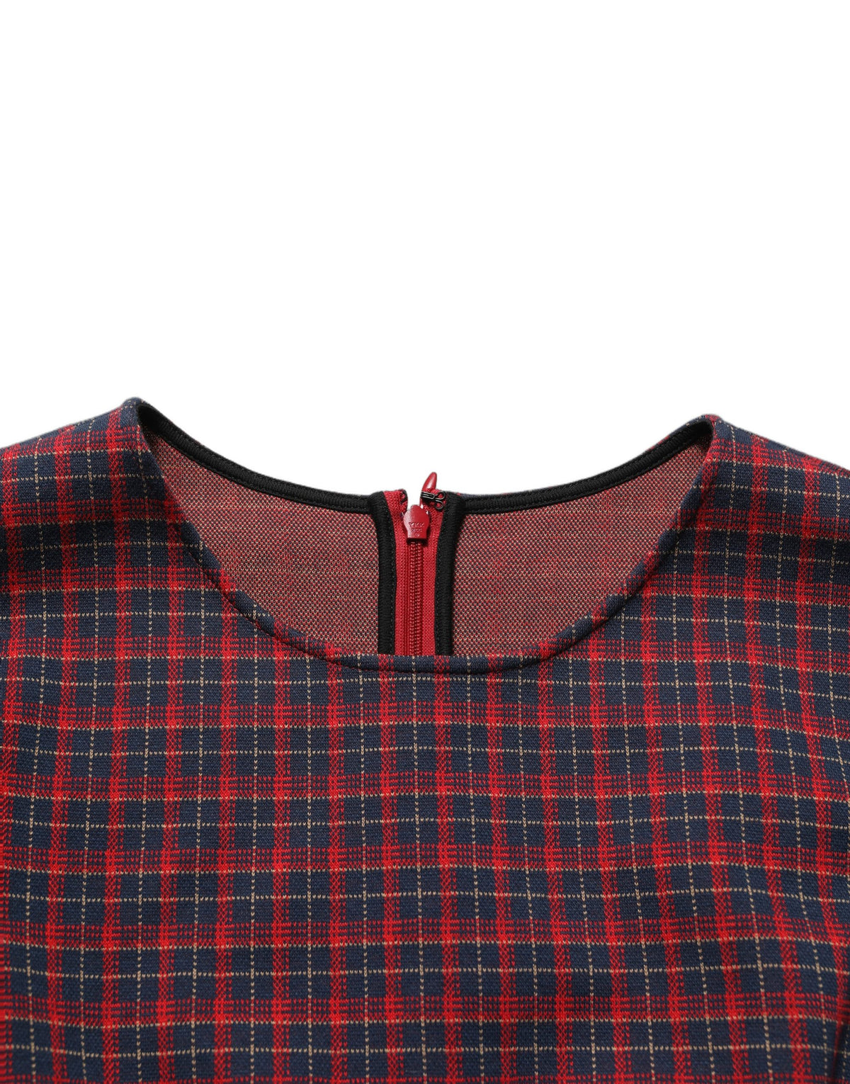 Dolce & Gabbana Red and Black Checkered Short Sleeve Sheath Dress