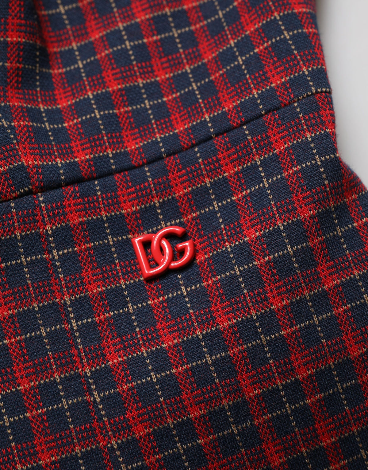 Dolce & Gabbana Red and Black Checkered Short Sleeve Sheath Dress
