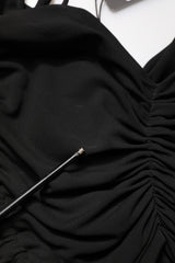 Dolce & Gabbana Black Jersey Calf Length Cut-Out Ruched Dress