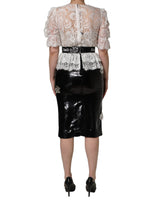 Dolce & Gabbana White Lace Top Black Skirt Sheath Dress