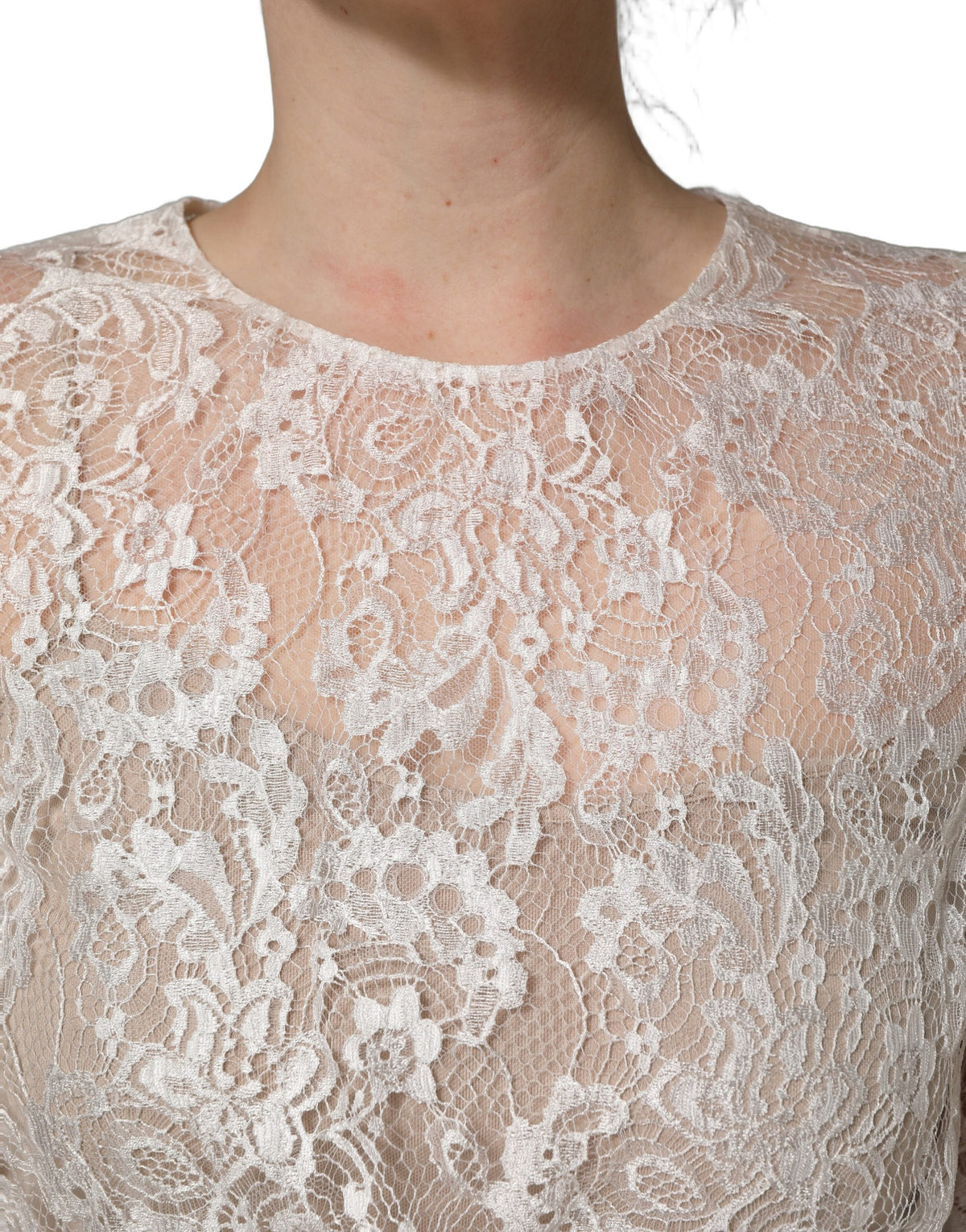 Dolce & Gabbana White Lace Top Black Skirt Sheath Dress