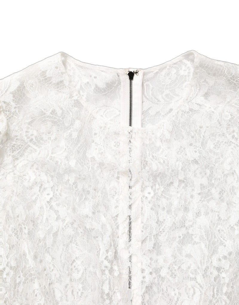 Dolce & Gabbana White Lace Top Embellished Black Skirt Dress