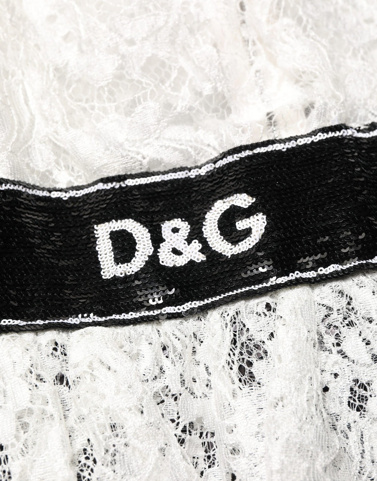 Dolce & Gabbana White Lace Top Black Skirt Sheath Dress