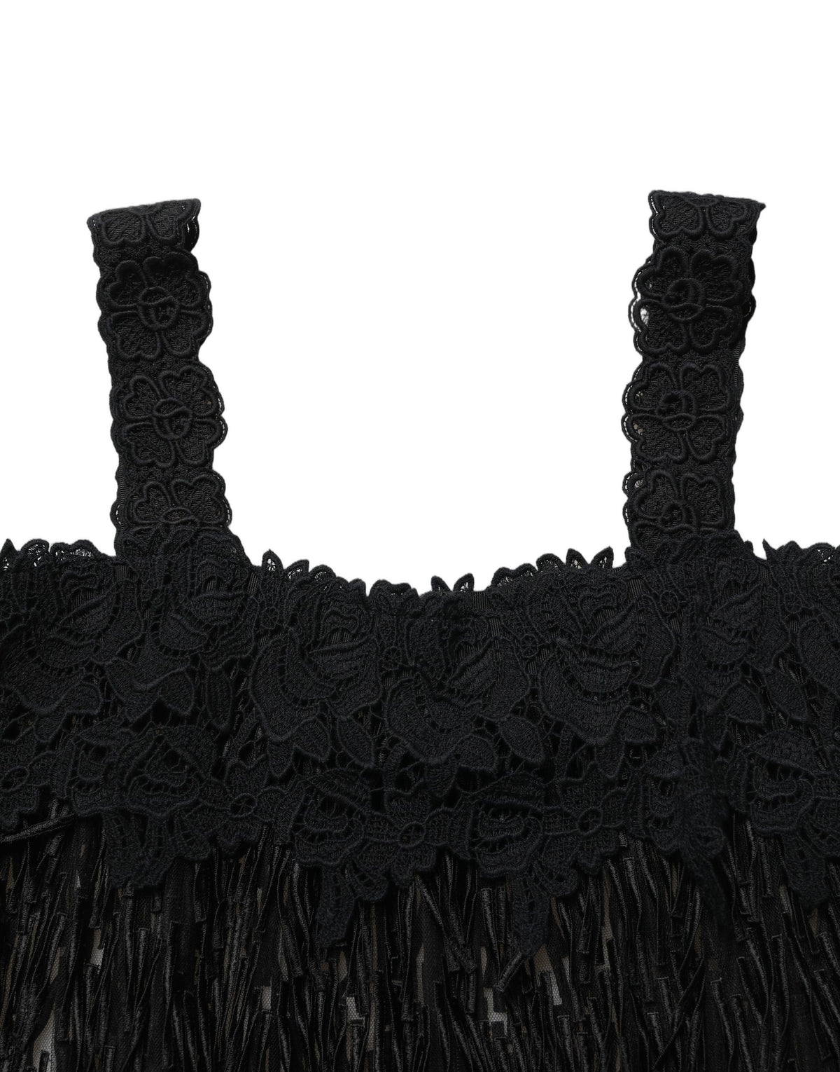 Dolce & Gabbana Black Viscose Fringed Sleeveless Mini Dress