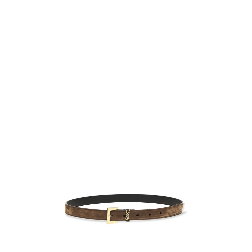 Ceinture fine Saint Laurent en cuir de veau marron Bos Taurus