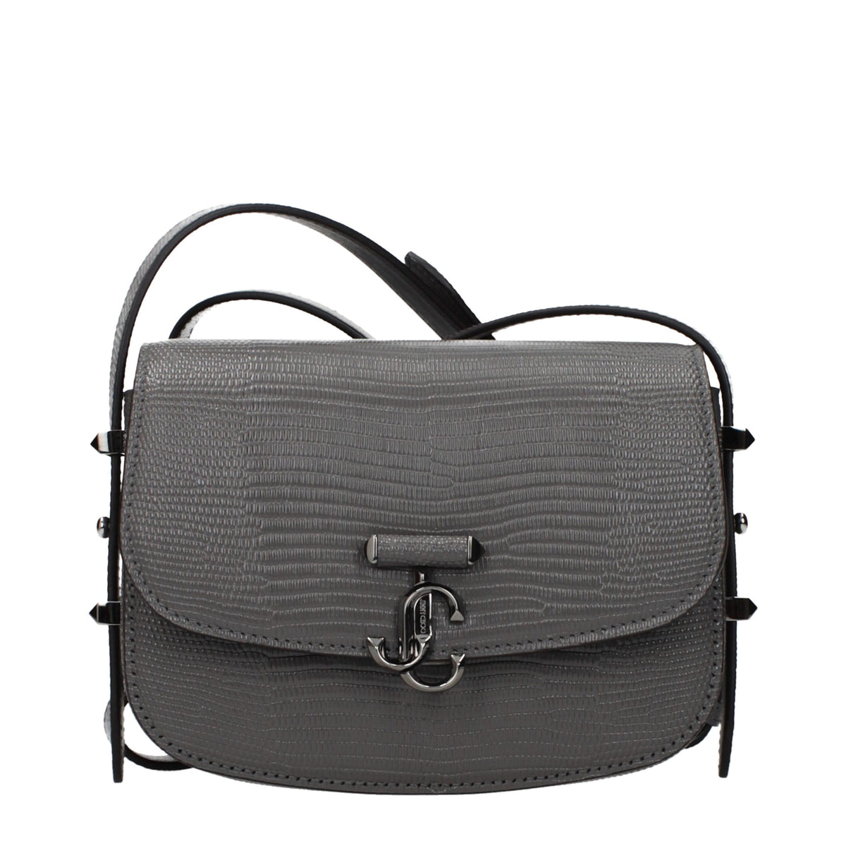 Sac à bandoulière en cuir gris Jimmy Choo