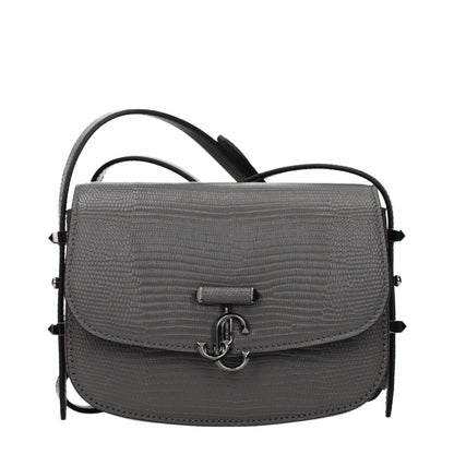 Jimmy Choo Gray Leather Shoulder Bag