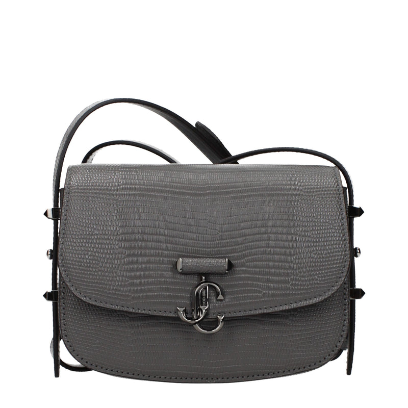 Sac à bandoulière en cuir gris Jimmy Choo