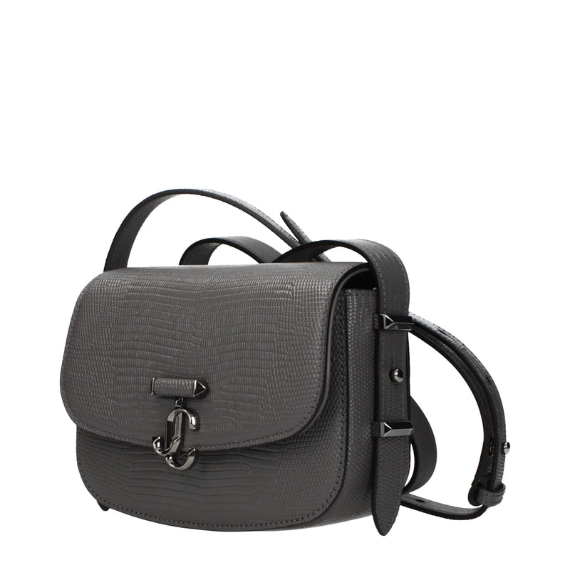 Sac à bandoulière en cuir gris Jimmy Choo