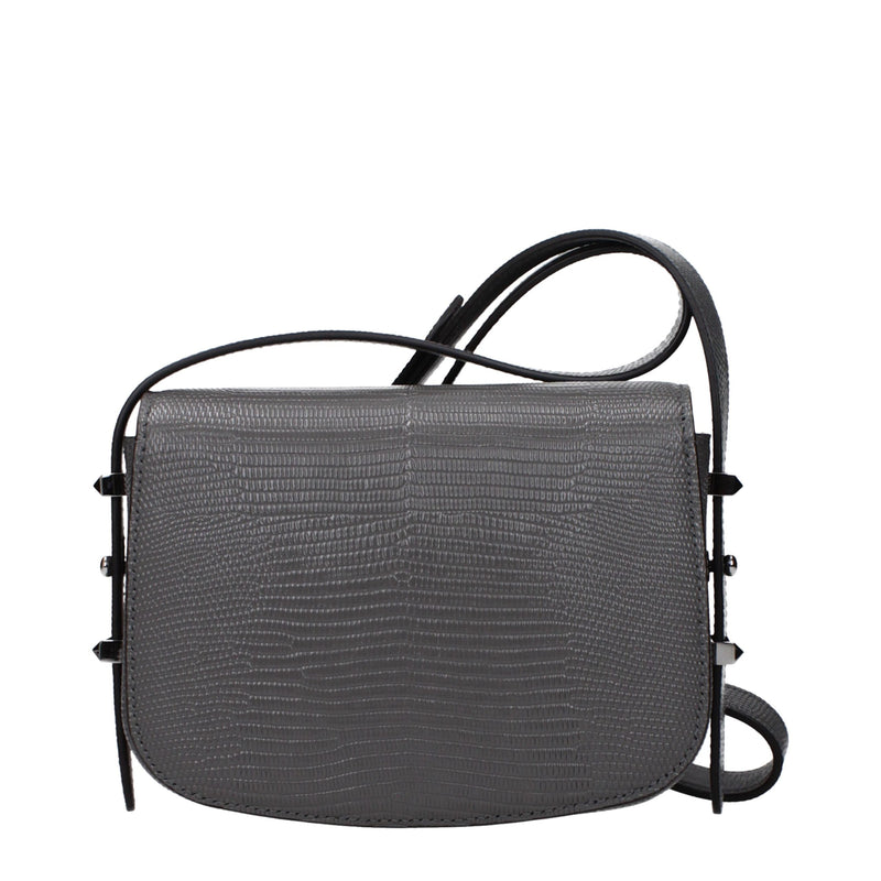 Sac à bandoulière en cuir gris Jimmy Choo