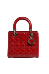 Christian Dior Cherry Red Patent Leather Cannage Quilting Bag