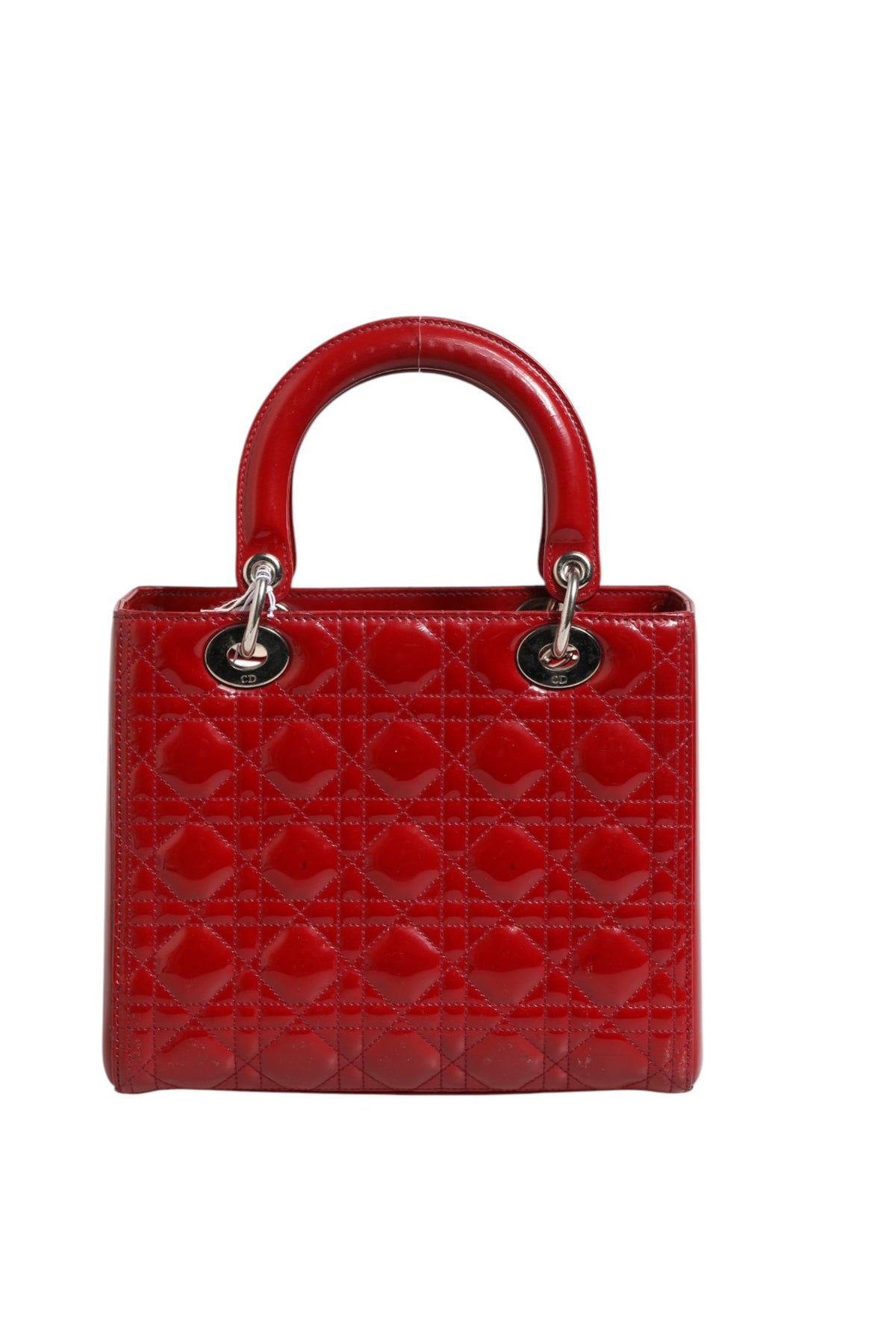 Christian Dior Cherry Red Patent Leather Cannage Quilting Bag